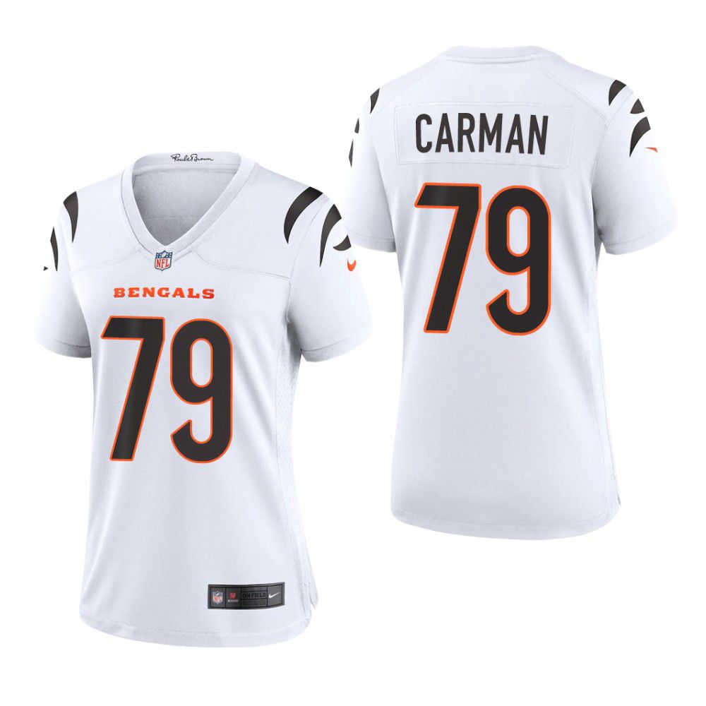 Men Cincinnati Bengals 79 Jackson Carman Nike White Game NFL Jersey